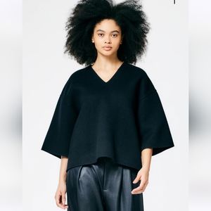 Tibi Luxe Double Faced Wool Angora V-Neck Top